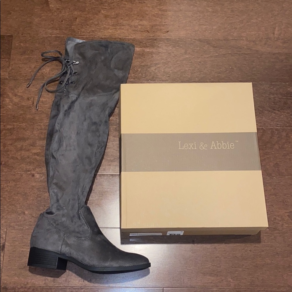 Over the knees gray boots
